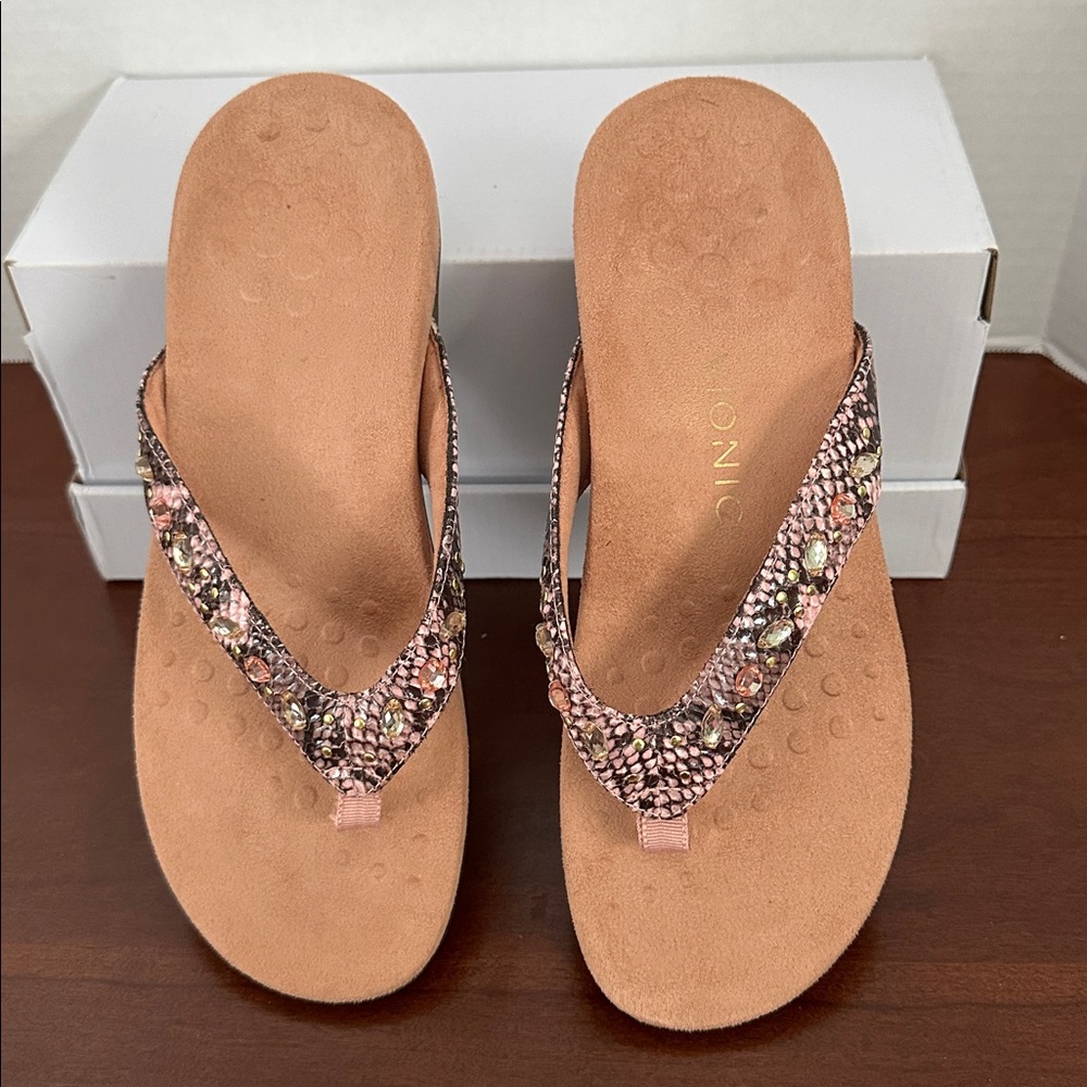 Vionic Lucia Pink Rhinestone Sandals, Sz 8 - Picture 5 of 7